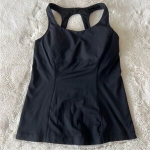 Lululemon Mesh Panel Athletic Yoga Black Tank Top Shelf Bra Racerback Workout 10